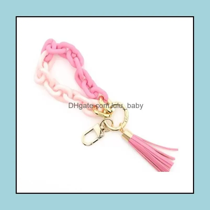 acrylic bracelet tassel keychain personalized tassel pendant key ring female multicolor ins hand string bracelets fashion accessories for men