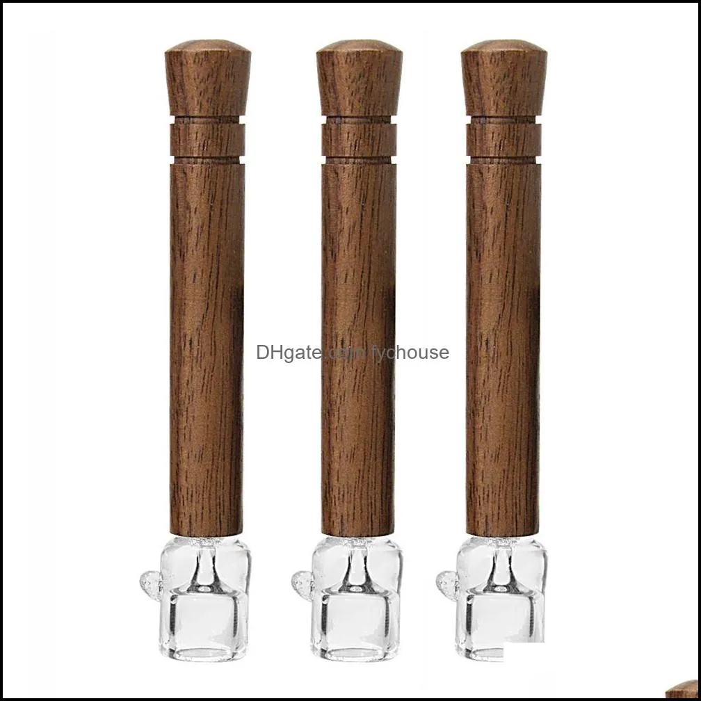 cournot wood glass one hitter straight smoke pipe length 3 86 inches detachable smoking one hitter tobacco pipe dugout accessories