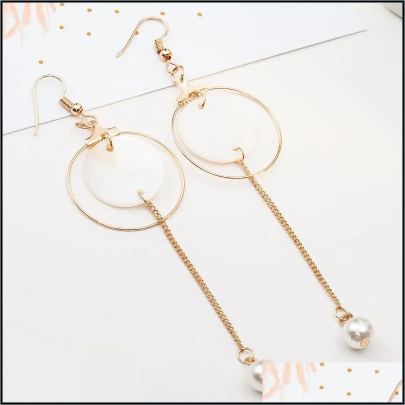long tassel earrings for women long gold color fashion jewelry shell drop earring multipatterned geometric earrings