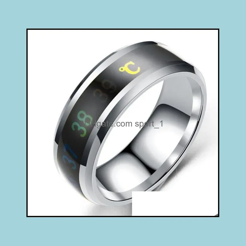  wholesale 25pcs 8mm mood temperature degree change 316l stainless steel rings jewelry emotion finger ring