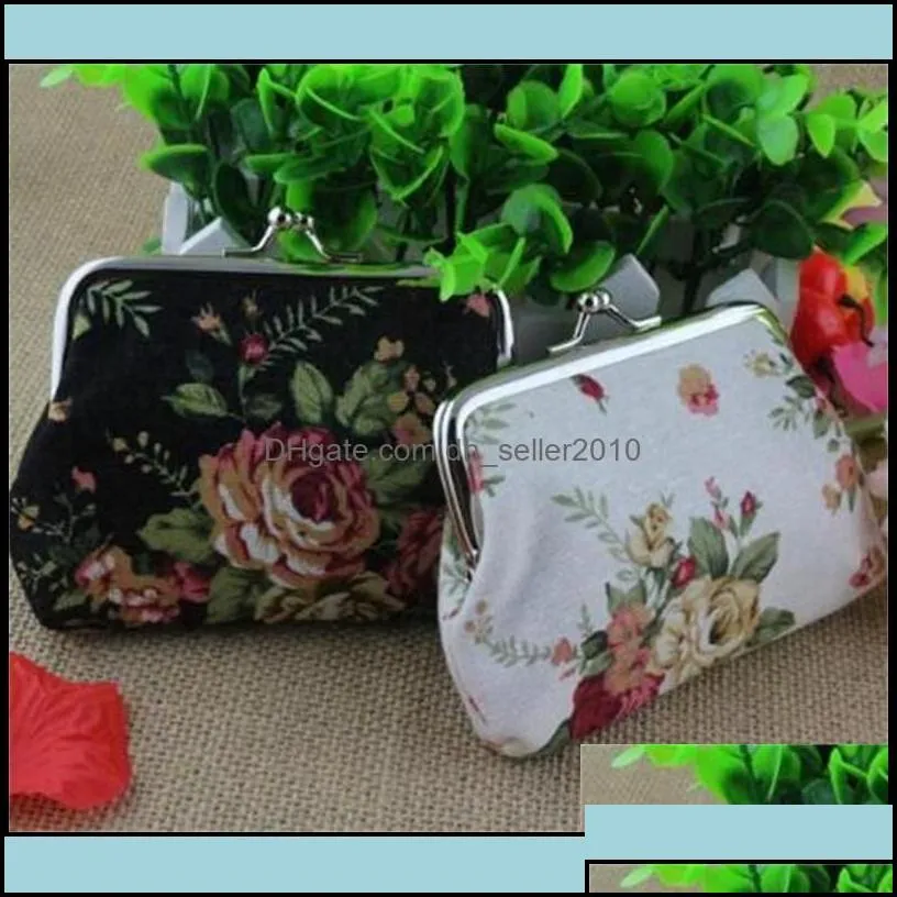 other jewelry tools bright color vintage floral coin purse for women print flower snap closure small wallet summer accessories305 t2