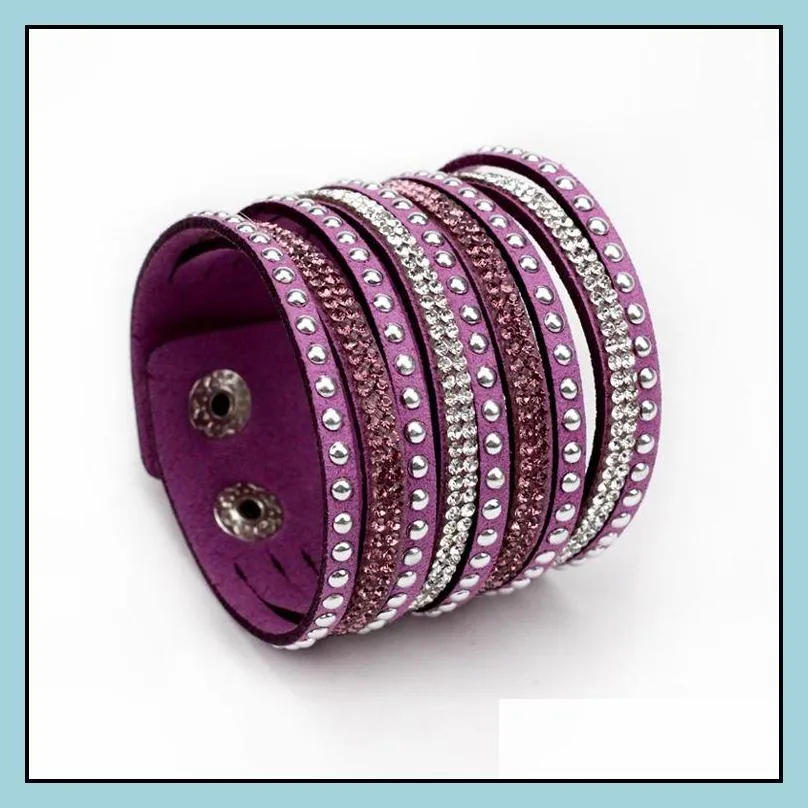 charm bracelet for women shiny women multilayer leather rhinestone crystal bracelet buttons white/black /blue bracelet leather