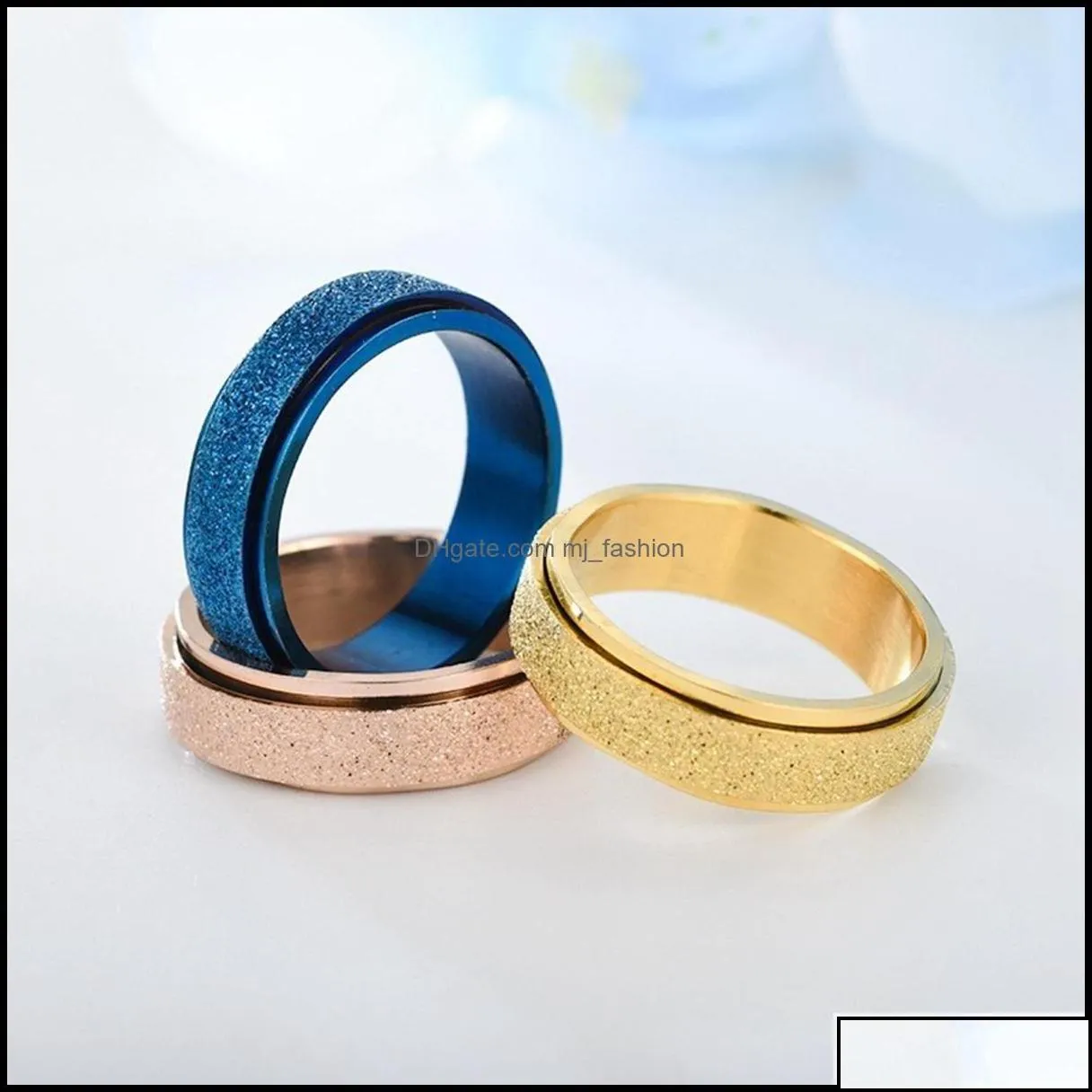 band rings women steel ring men girl boy anxiety relief 6mm fidget sier gold blue stainless jewelry perfect weddings parties celebrat