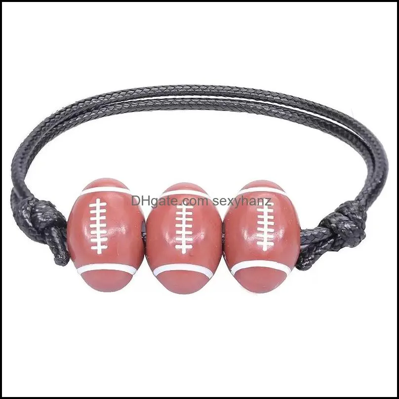 handmade tennis ball wax bracelet summer beach jewelry couple gift basketball baseball sports charm bracelets for men women