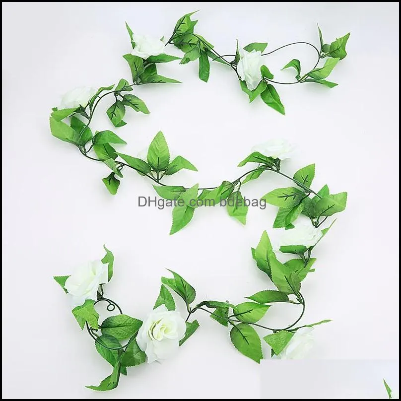 artificial flower vine hanging silk rose ivy wedding garland home decor rose ratten 240cm rose vine