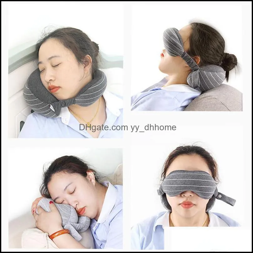 neck pillow and eye mask portable travel head neck cushion airplane flight sleep rest blackout mask office nap pillow