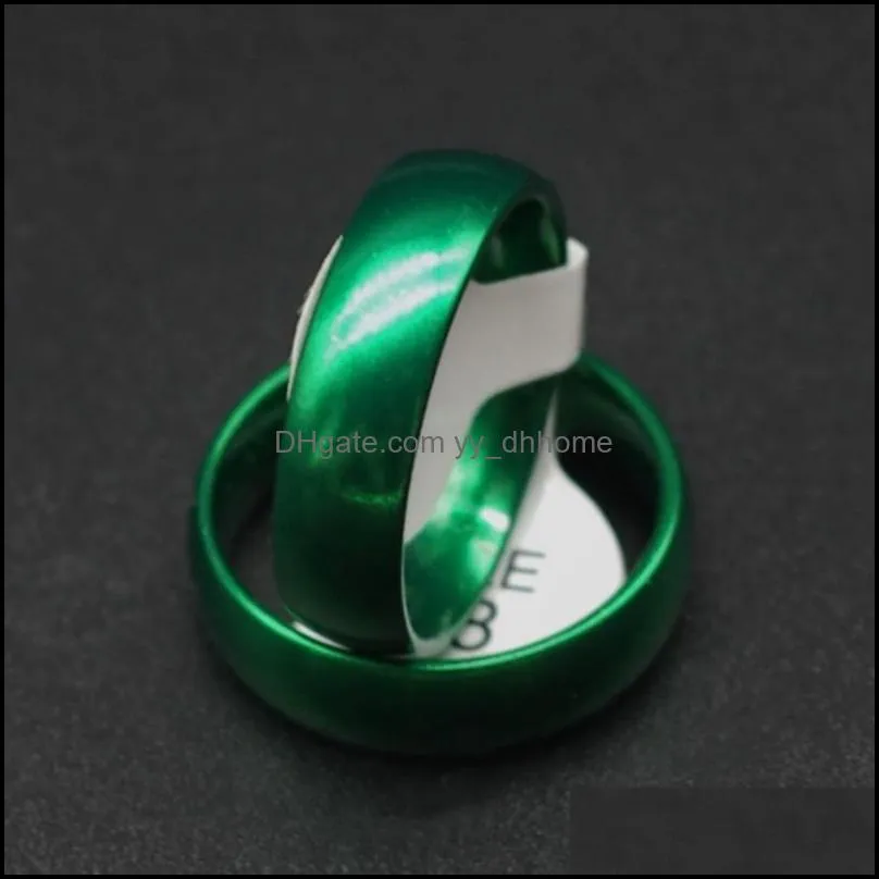 wholesale 30/50pcs est cute green band rings size 1721mm mix 6mm round no fade women girls punk rock hip hop lovers friends party gifts jewelry