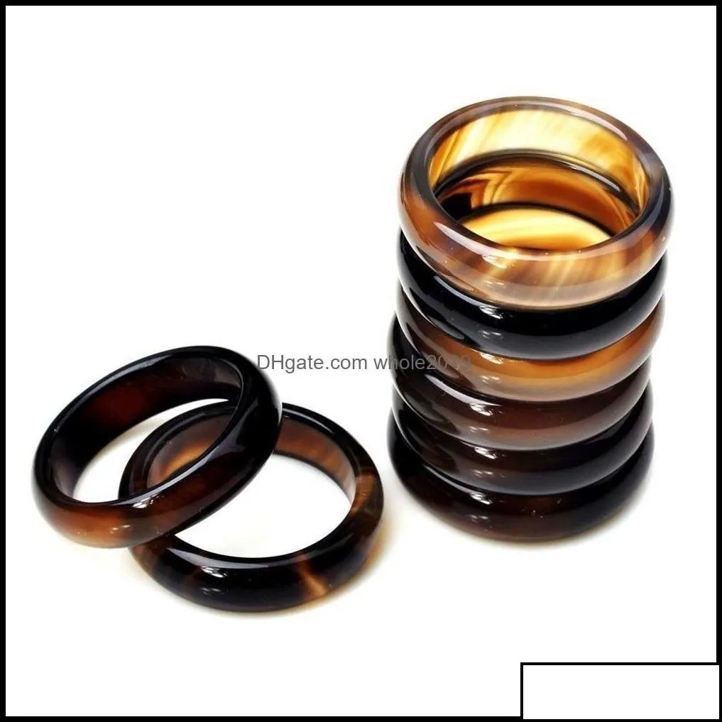 band rings jewelry 100pcs wholesale mixed ring colorf natural agate gemstone 29mm drop delivery 2021 dhsql