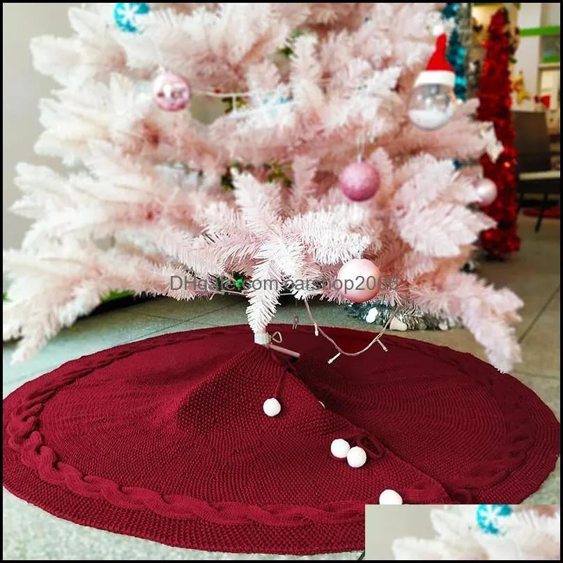 knitted christmas tree skirt 48 inch burgundy knitted thick xmas tree decoration christmas year party ornaments
