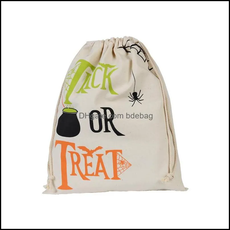 halloween party canvas drawstring bag trick or treat pumpkin candy sacks reusable bulk goody bags