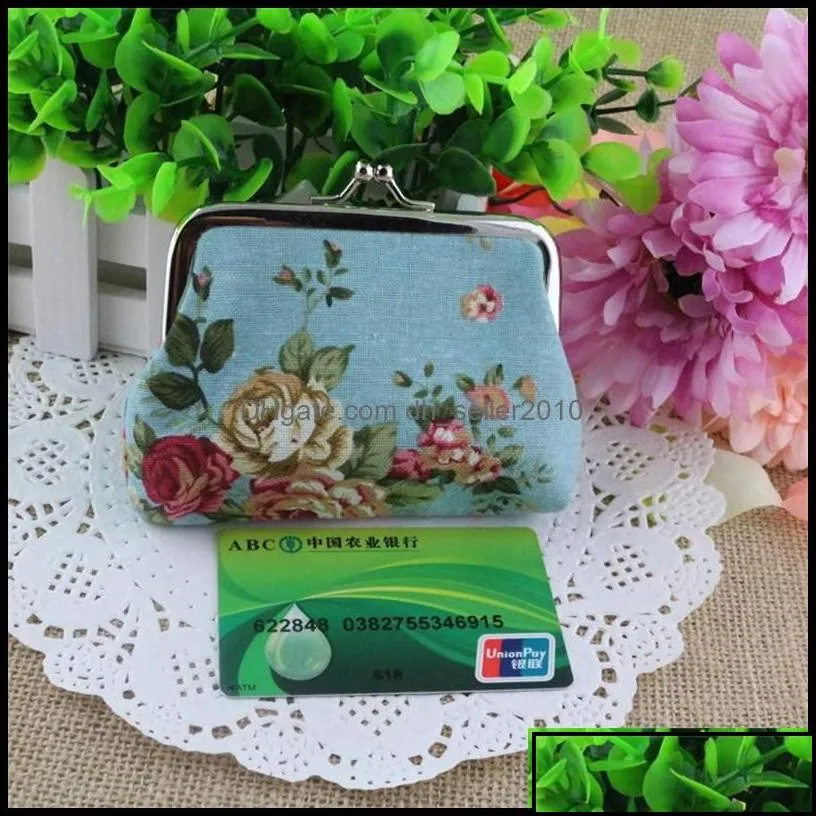 other jewelry tools bright color vintage floral coin purse for women print flower snap closure small wallet summer accessories305 t2