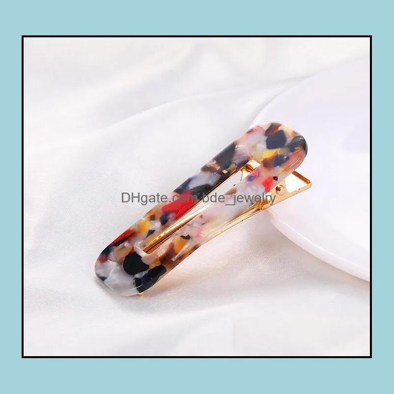 acrylic hair clip for girls women water drop shape leopard marble textured geometric duckbill barrette hairpin hair accessories