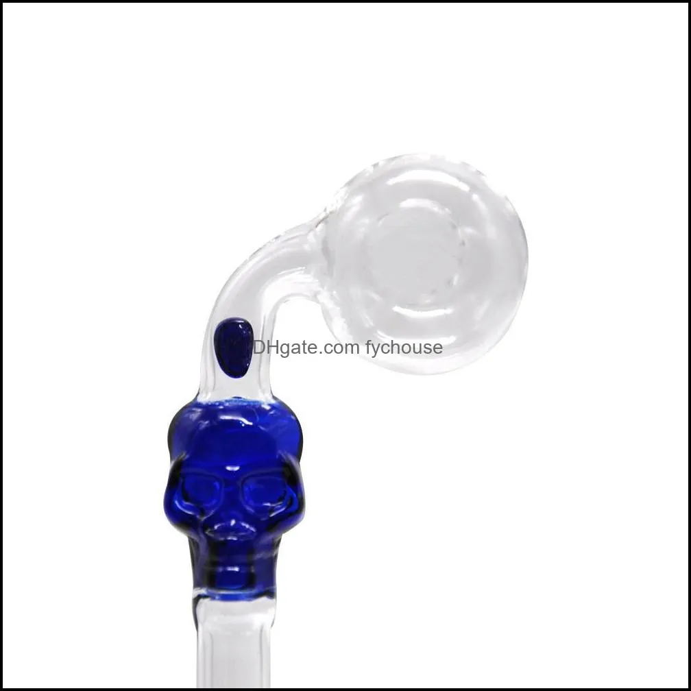 hand skull smoking pipe colorful glass pipes oil burner smoking handle pipes curved mini smoking accessories