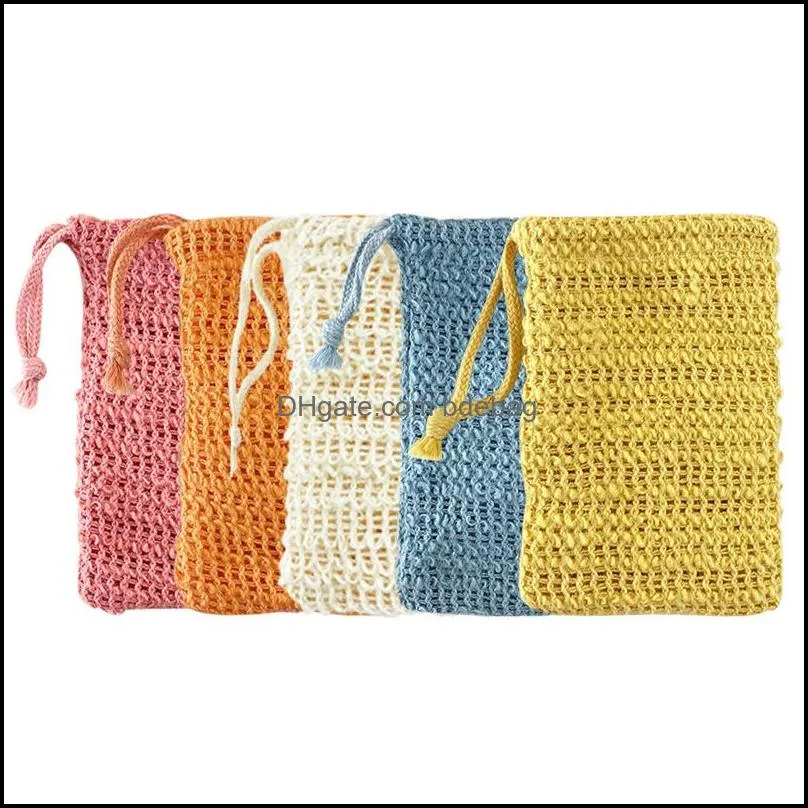 multicolor natural exfoliating mesh bags cotton soap shower exfoliate sponge pouch foaming net bath toilet supplies