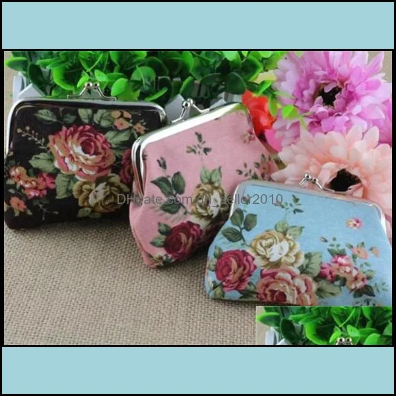 other jewelry tools bright color vintage floral coin purse for women print flower snap closure small wallet summer accessories305 t2