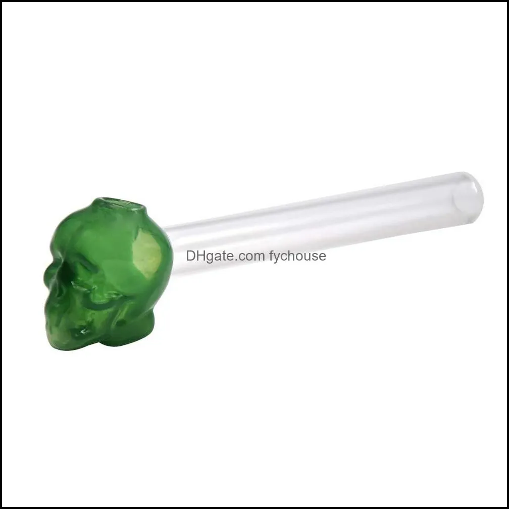 colorful high quality pyrex skull glass oil burner pipe thick color glass for oil rigs glass water pipe wholesale