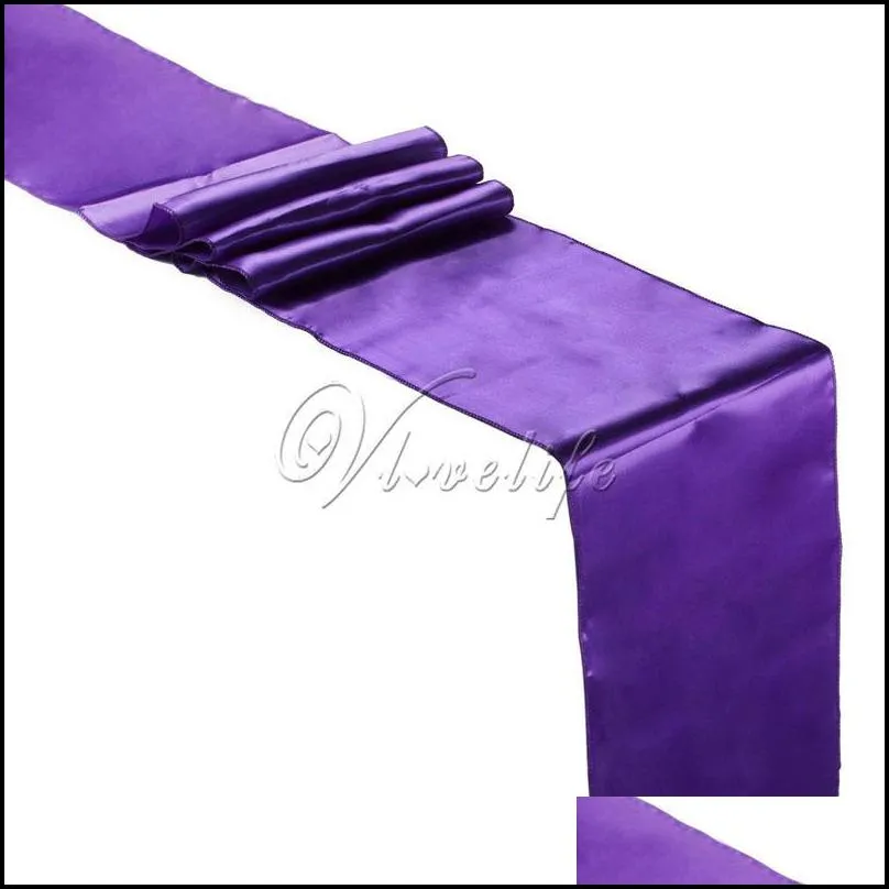 10pcs satin table runners wedding party event decor supply satin fabric chair sash bow table cover tablecloth 30cm275cm t200107