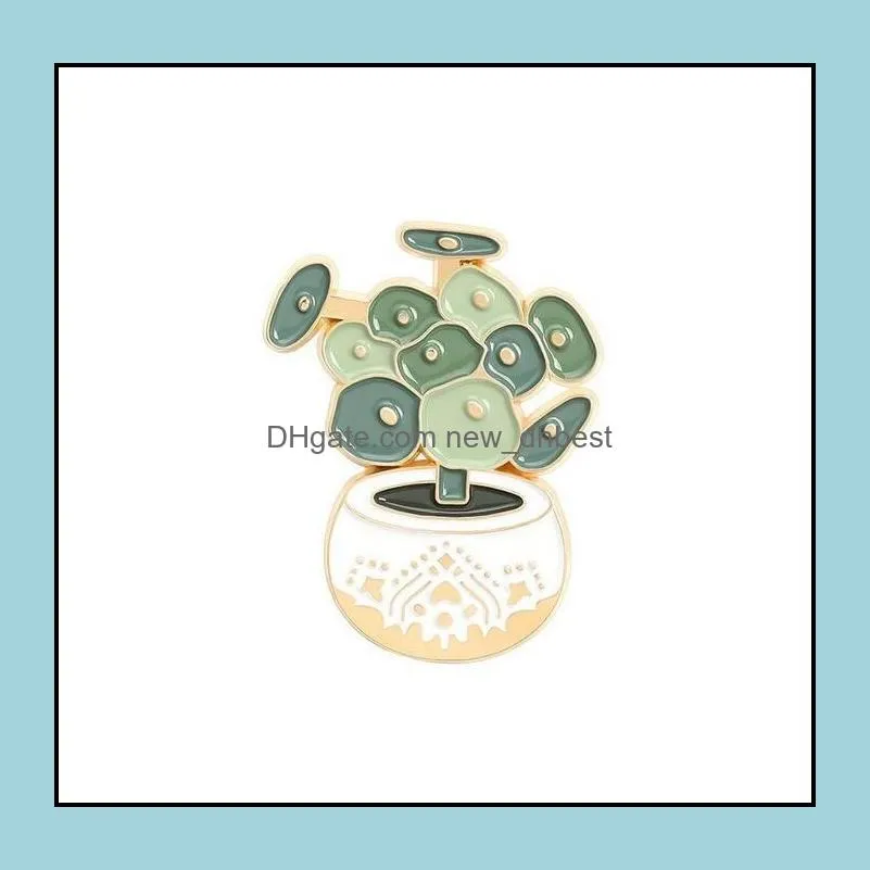 cute plant green metal brooches pin enamel brooches pins for women men gift fashion jewlery