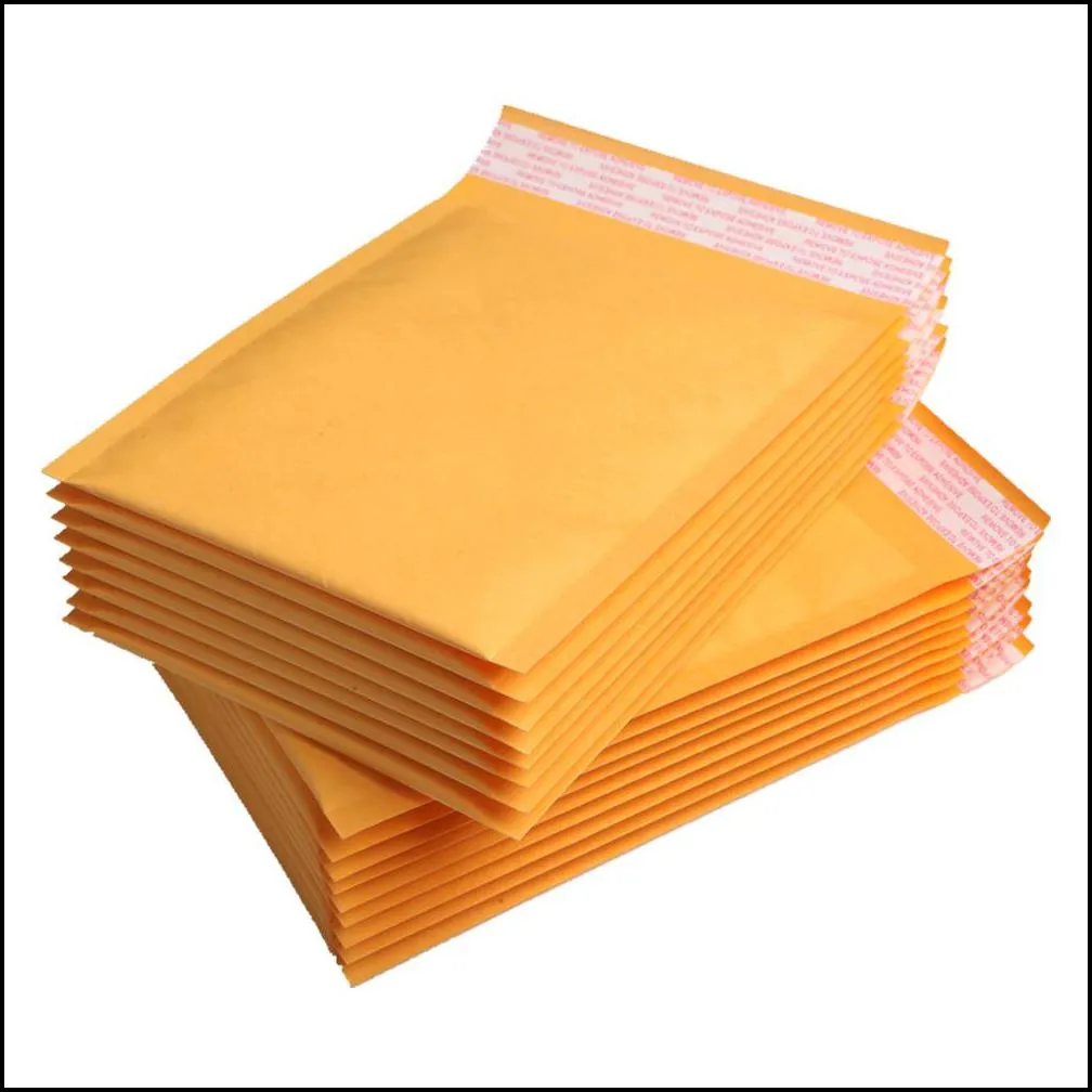 wholesale11x13cm 100pcs yellow kraft bubble envelope poly mailer padded envelopes mailing bags bulle gift bag for party