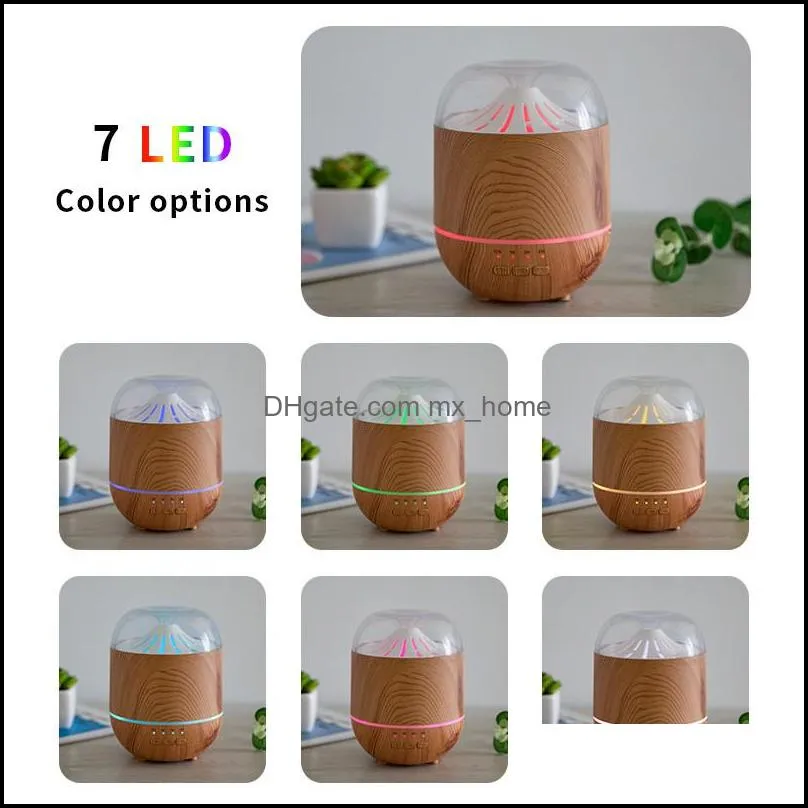 wood grain aroma diffuser  oil ultrasonic humidifier diffuser 7color led light for home office valentine day birthday gift