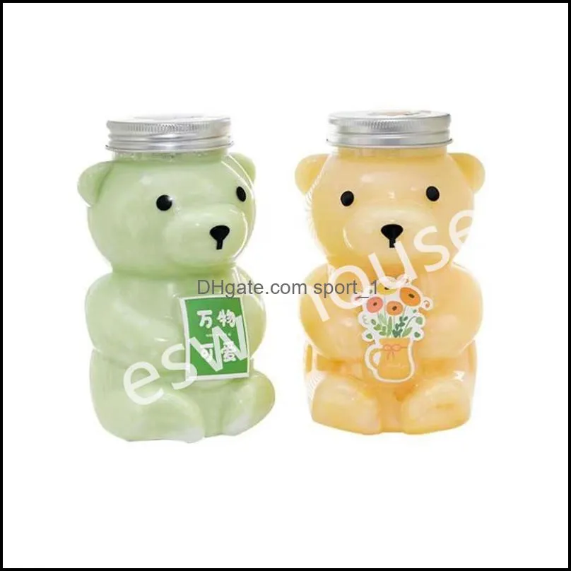 500ml bear shaped plastic water bottle disposable juice beverage milk tea bottles for kids