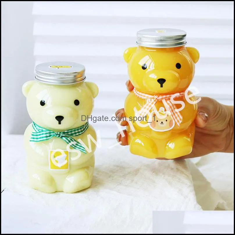 500ml bear shaped plastic water bottle disposable juice beverage milk tea bottles for kids