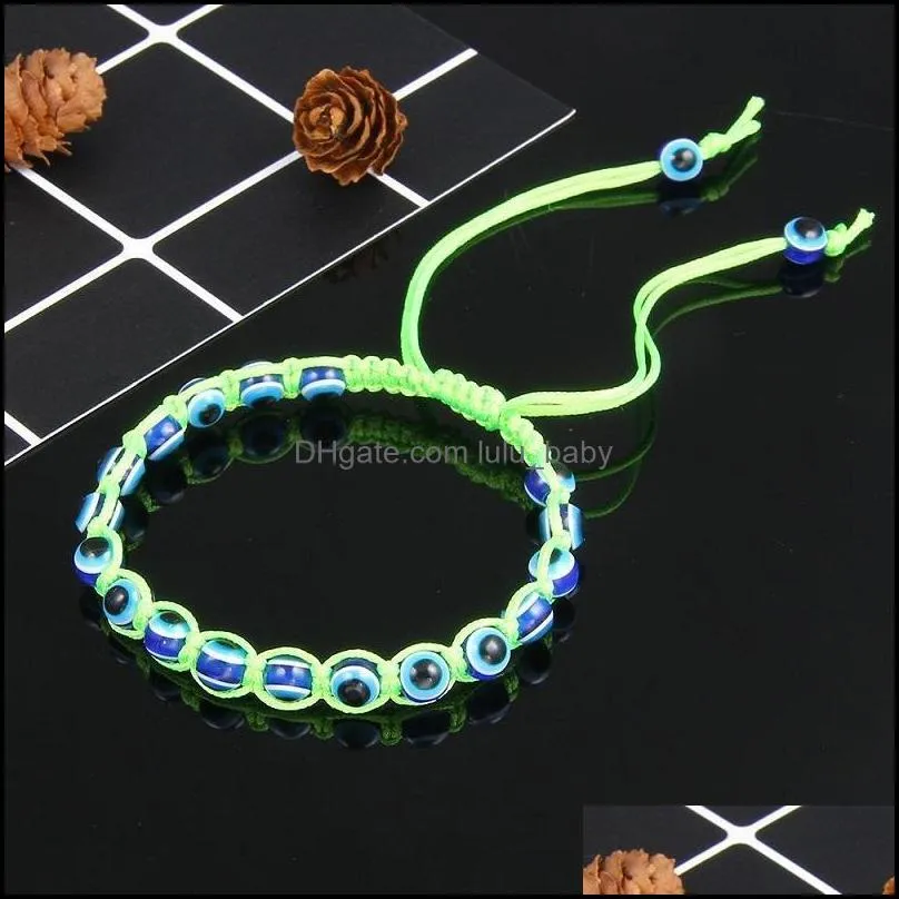 20121 handmade braceletsturkey blue evil eye charm bracelet for women braided string rope fatima beads chain bangle fashion jewelry