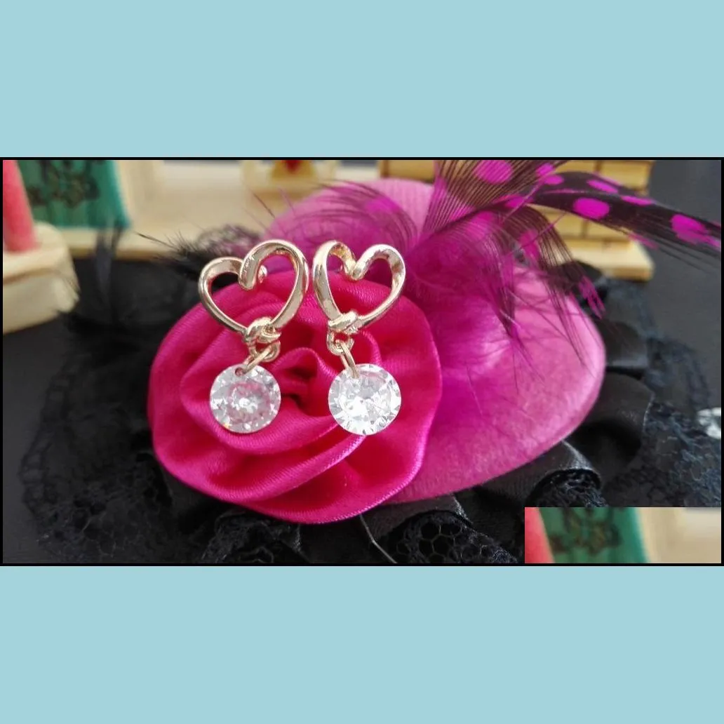 crystal earings sweety allergy heart zircon ear pins bowknot faux pearl ear drop earrings