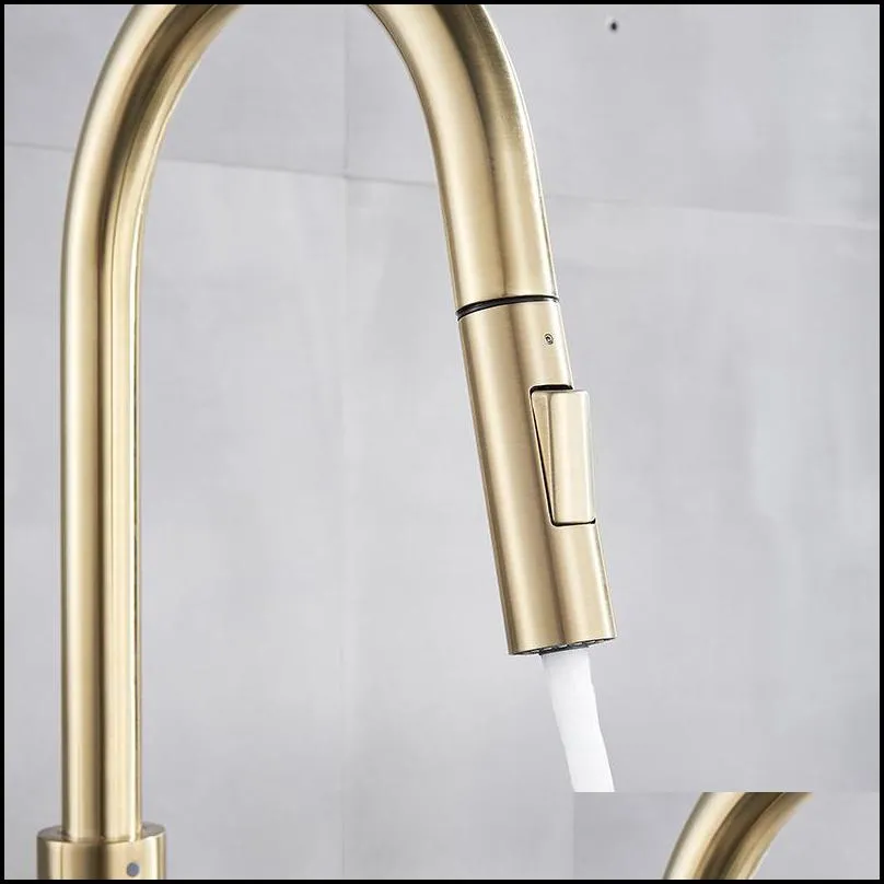 pull out sensor kitchen faucet brushed gold sensitive touch control faucet mixer for kitchen touch sensor kitchen mixer tap t200423