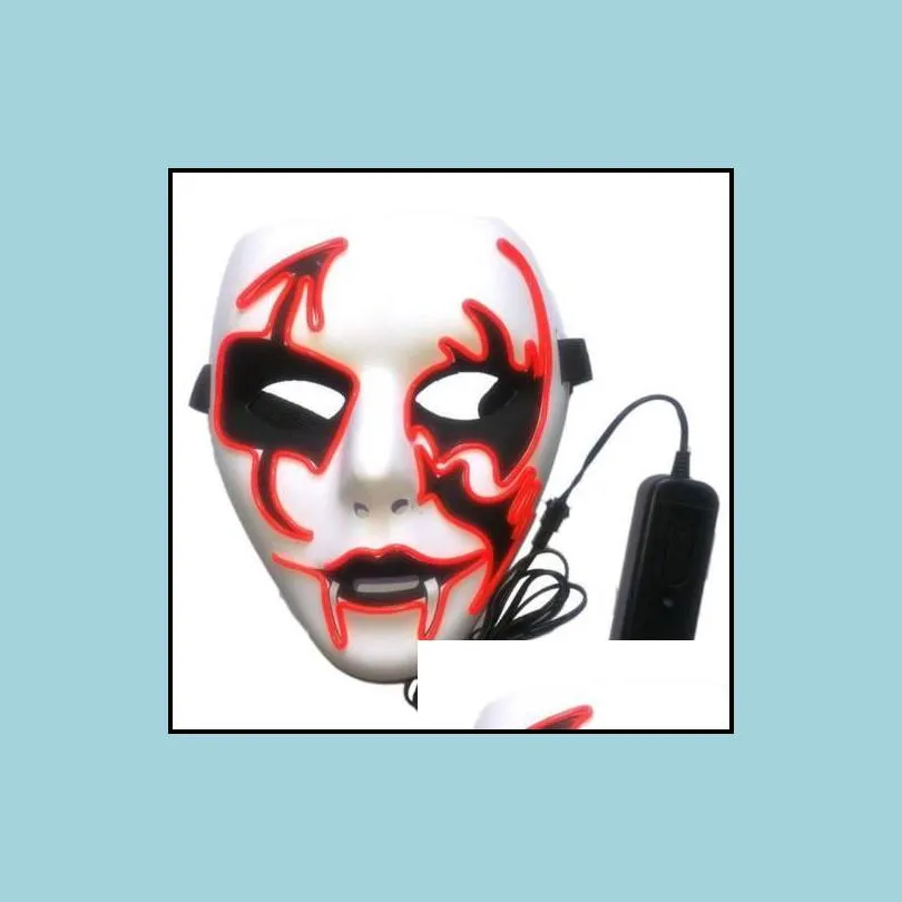 2018 new halloween scary mask cosplay led costume mask el wire light up the purge movie flash led festival costume luminous