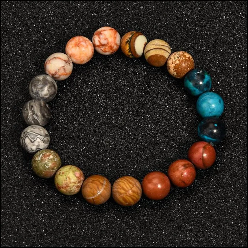 10mm galaxy universe beaded strands bracelet natural stone frosted agate bracelets fashion jewelry for women men gift will and sandy