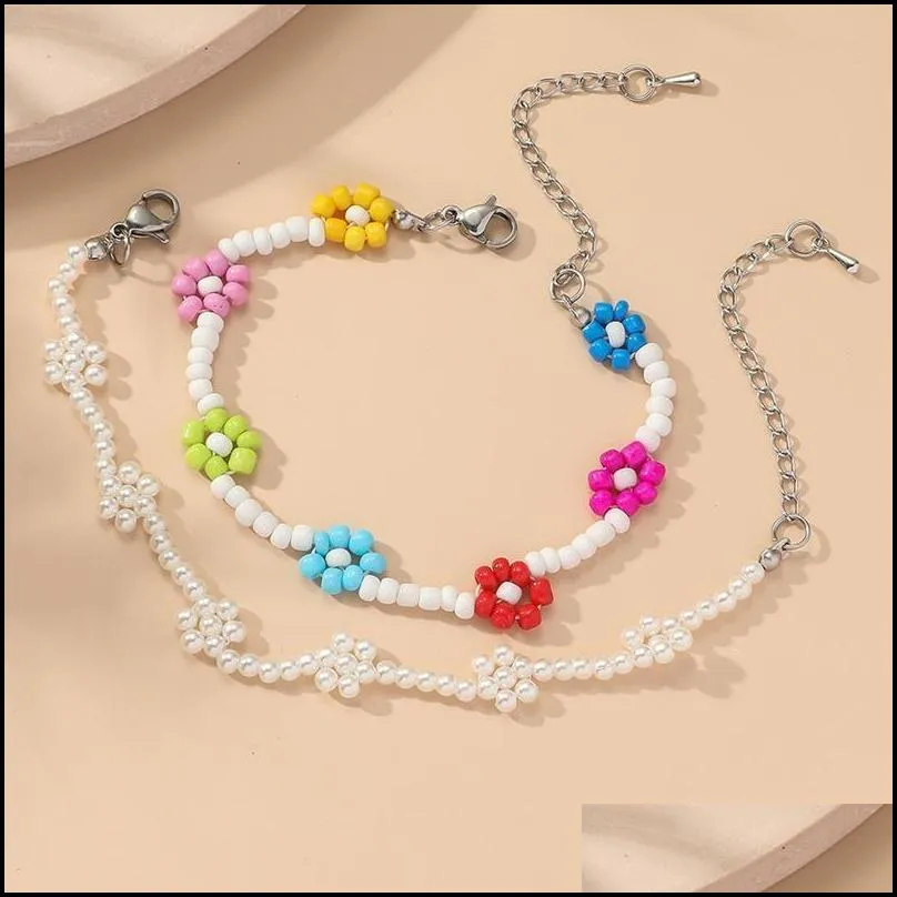 charm bracelets cute flower beaded bracelet for girls fancy friendship children accessories jewelry beadscharm kent22