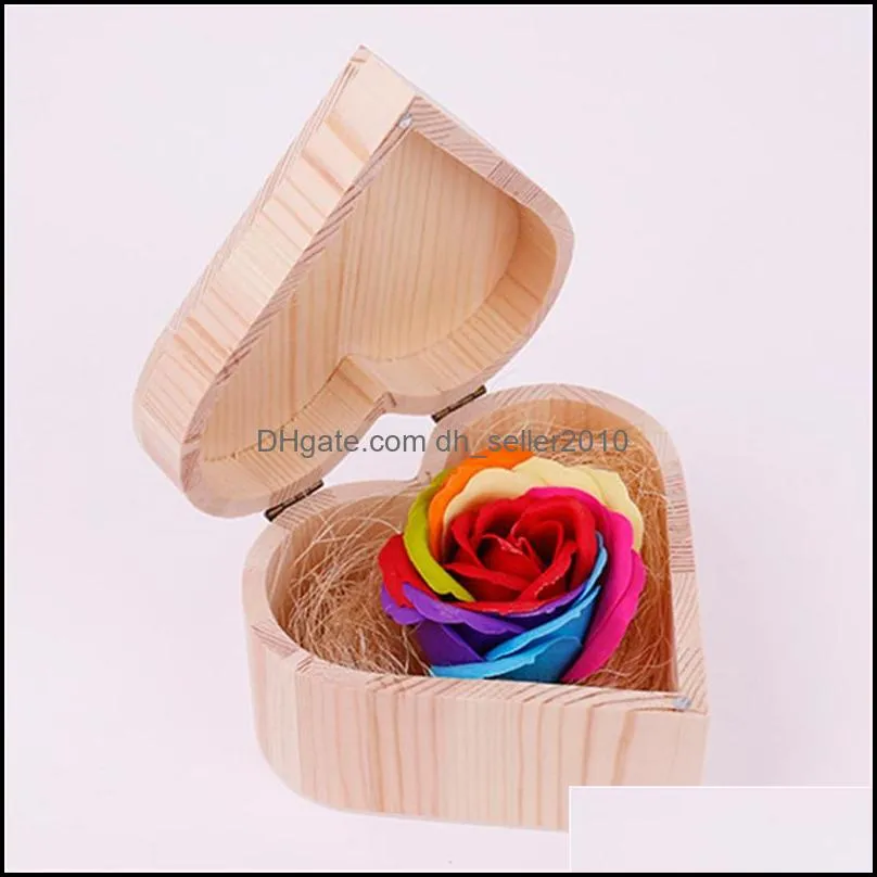 valentine soap flower heart shaped wooden box with soap flower wedding engagement soap flower valentine gifts