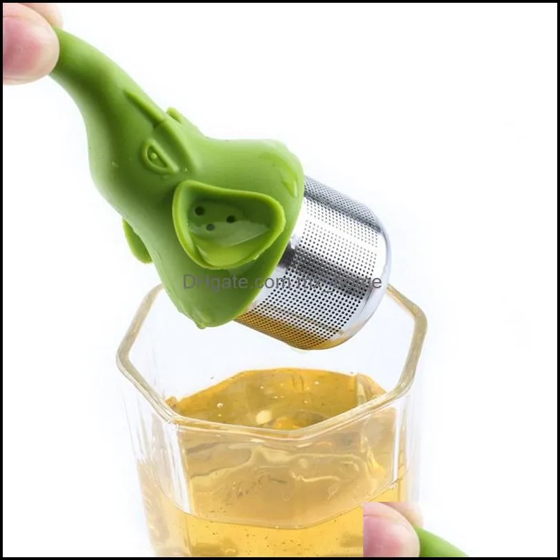 tea tools stainless steel elephant tea infuser silicone strainer for teas and herbal kitchen gadges