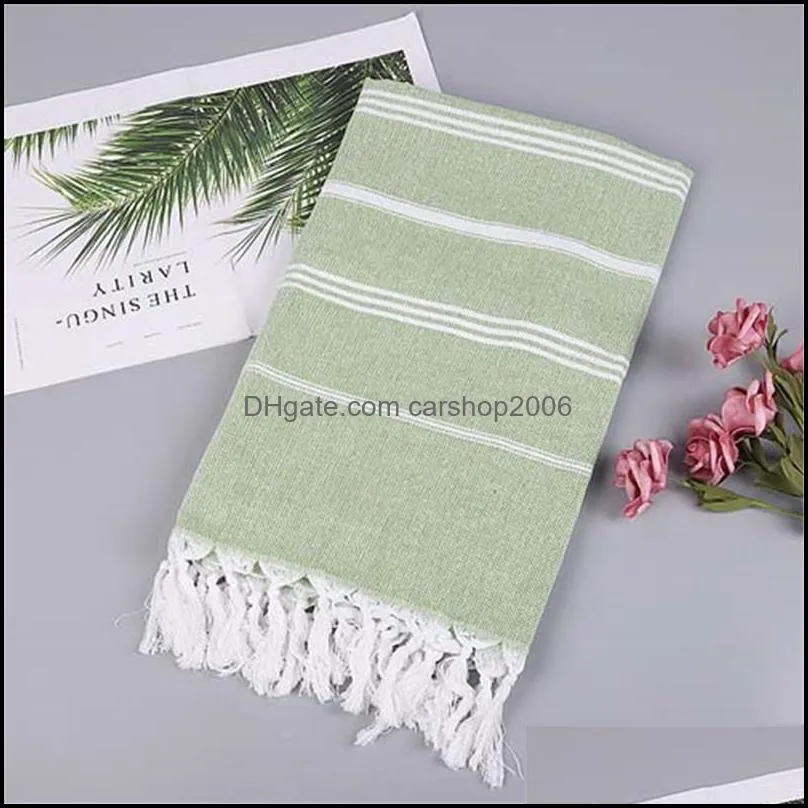 striped cotton turkish sports bath towel travel gym camping bath sauna beach towel with tassels absorbent easy care towels