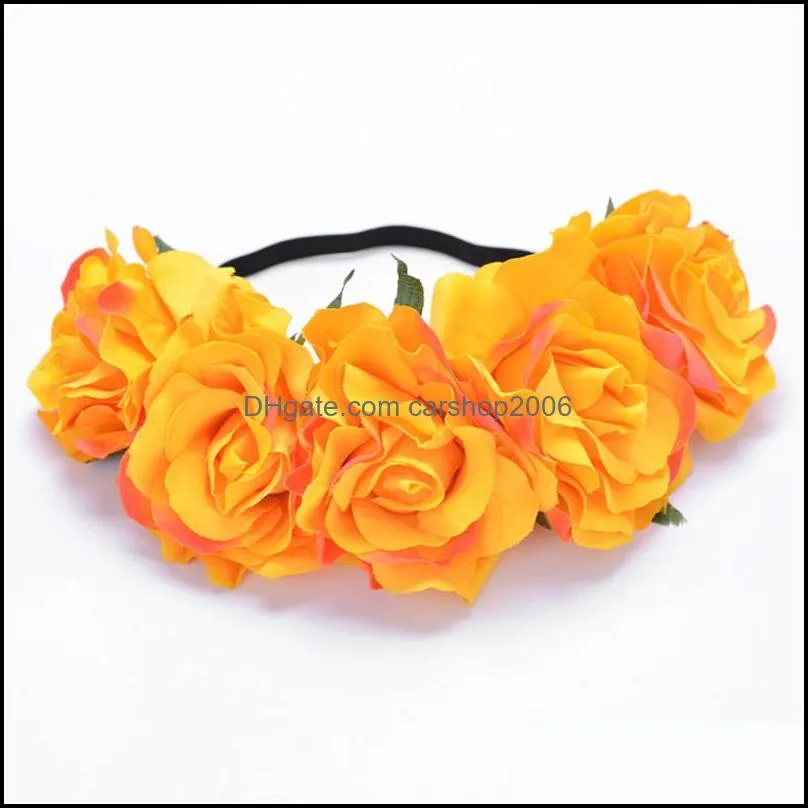 rose headband bohemian flower crowns beach hawaii floral garland rose wedding wreaths headband holiday festival hair accessories