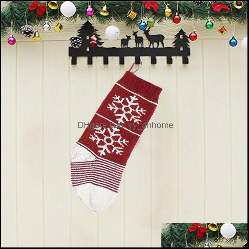 knitted christmas hanging bag kids knitted christmas gift bags wool xmas tree socks decor jacquard candy gift socks