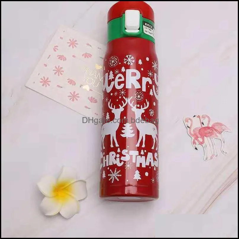 christmas thermos cup 500ml double wall stainless steel vacuum tumbler xmas year vacuum water bottles