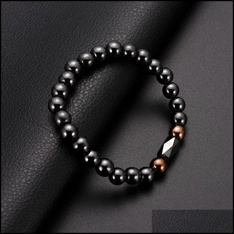 black crystal hematite magnetic magnet bracelet stone bracelets bangles hip hop jewelry fashion beaded bracelets drop ship