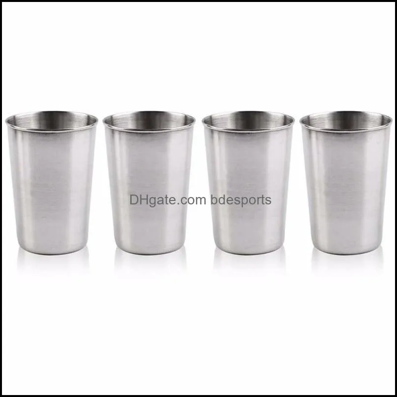 stainless steel tumbler cover mug sets 30ml portable camping hiking folding tea coffee beer cup 4pcs / set