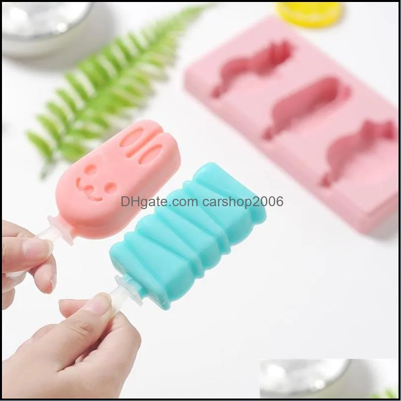 silicone ice cream mold with cover animals shape ice lolly moulds summer diy home made ice cream tray