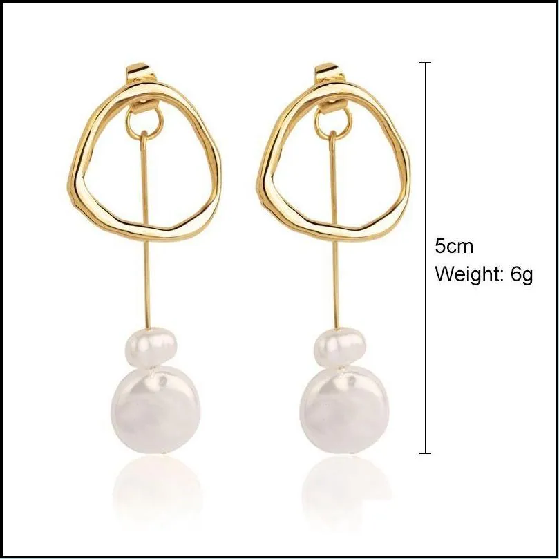 baroque style pearl hoop dangle charm earrings for women imitation natural  water pearls strange shape studs earings mixed ear