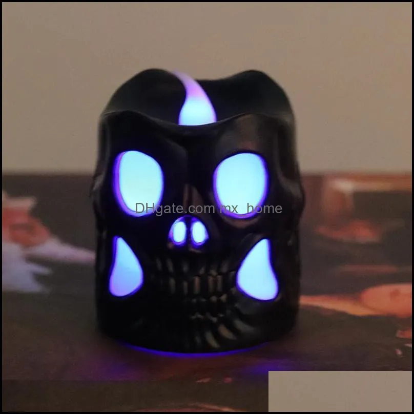 led luminous skull candle halloween creative led candle haunted house bar party skull decoration black white plastic skull candles