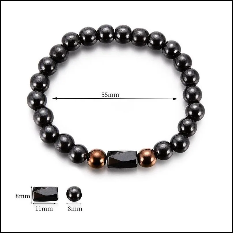 black crystal hematite magnetic magnet strands bracelet bangles hip hop jewelry beaded bracelets drop ship