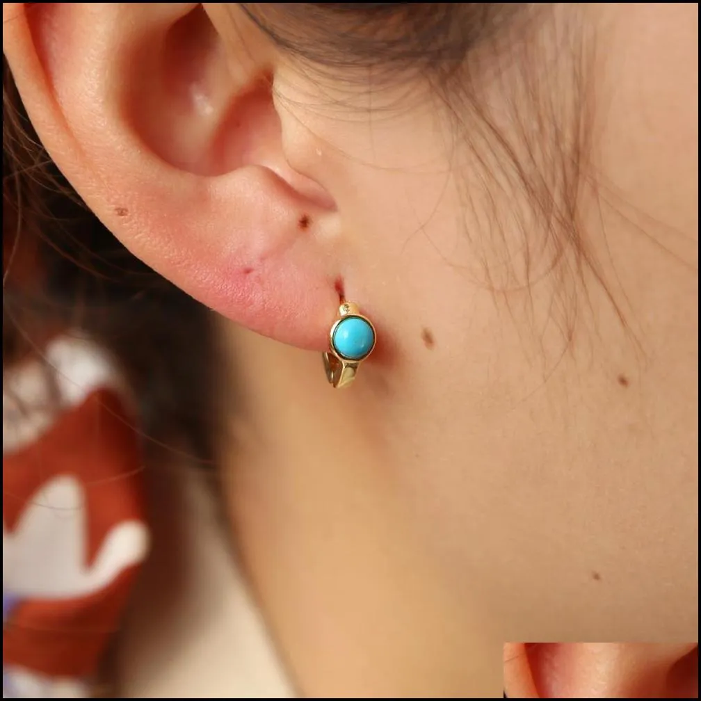 real 925 sterling silver turquoise hoop earring mini small hoops minimal delicate girl women gift gold plated gemstone earrings