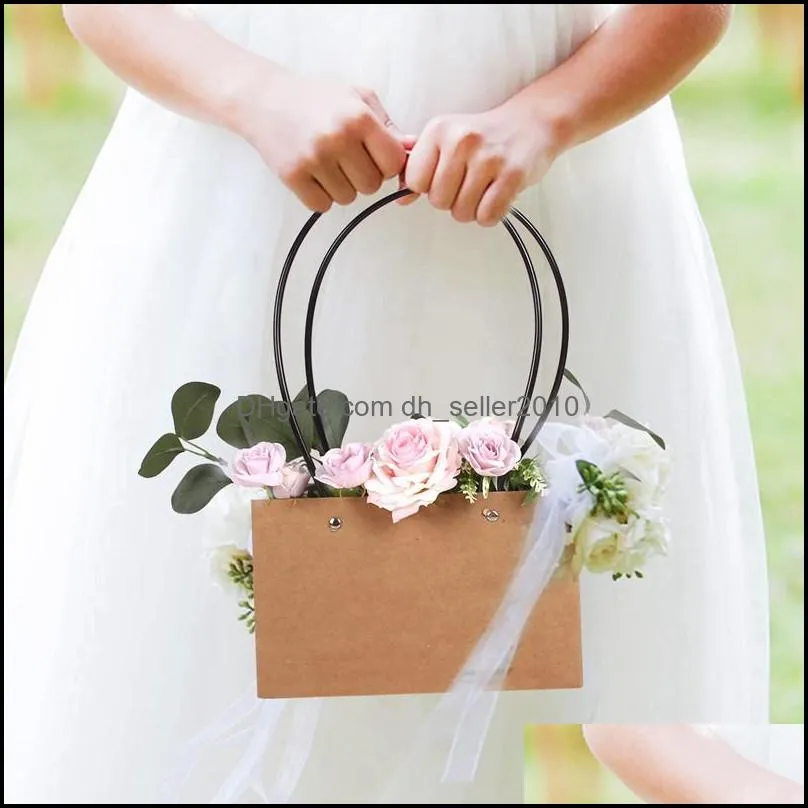 kraft paper florist bag black white pink flower box waterproof florist gift bags wedding valentines day flower box