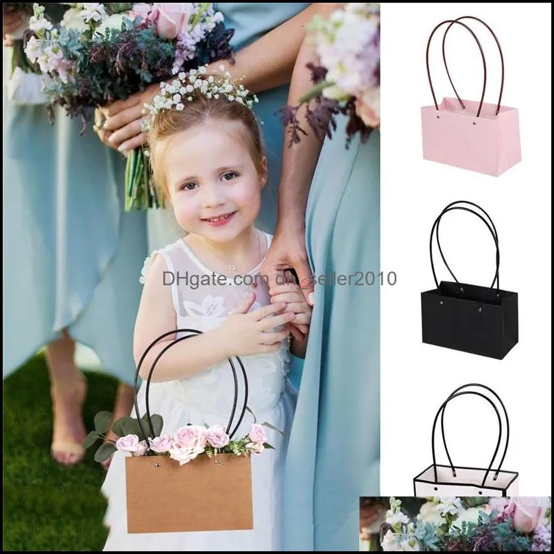 kraft paper florist bag black white pink flower box waterproof florist gift bags wedding valentines day flower box