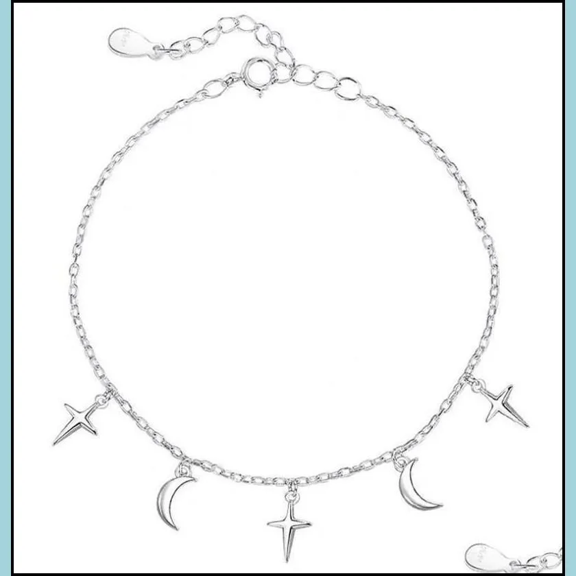 charm bracelets cute cross star moon for women jewelry 2022 trend silver plated bangle lady summer accessories girls gift kent22