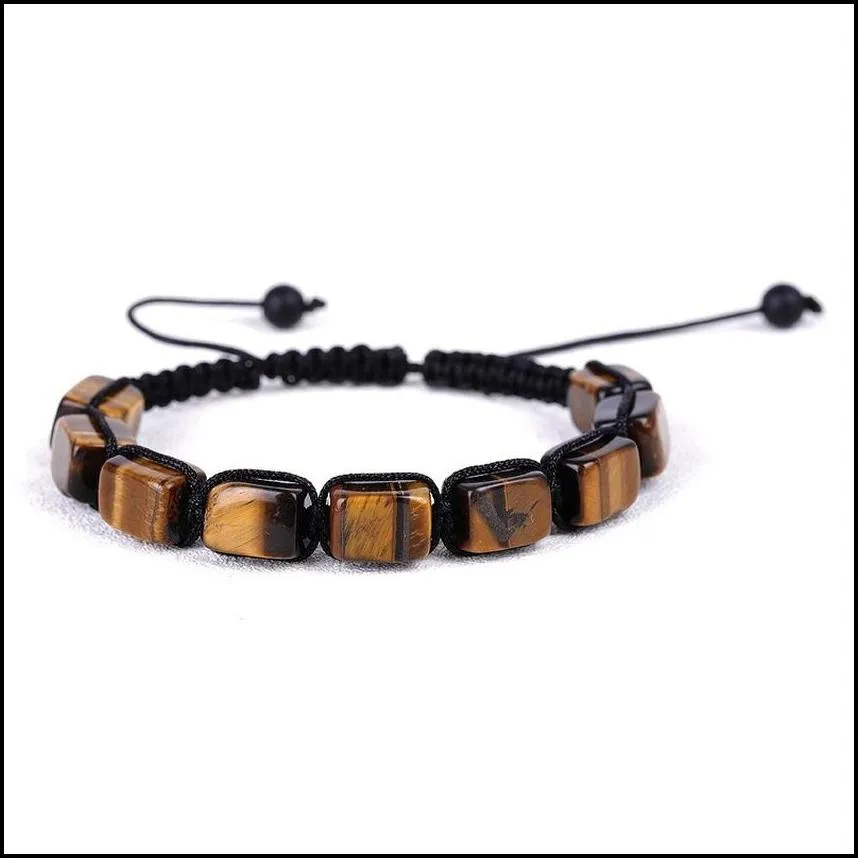 woven rectangular yoga 7 chakra natural stone cube beaded strand bracelets adjustabel bracelet wrist band for women fashion jewelry will and