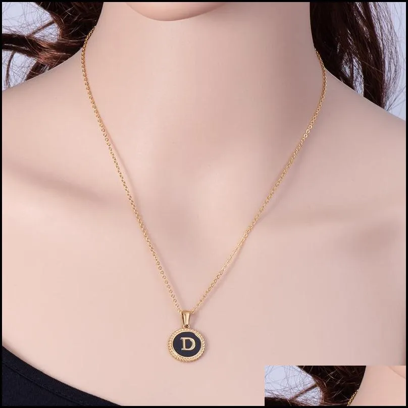 stainless steel letter pendant necklace 18k gold plate shell simple european united states america necklaces for famale factory direct